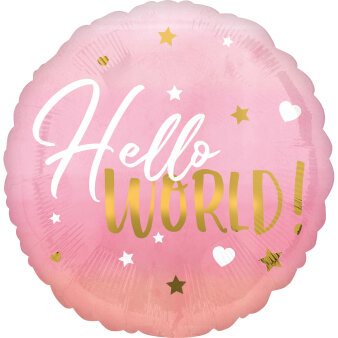 Folieballon Geboorte hello world