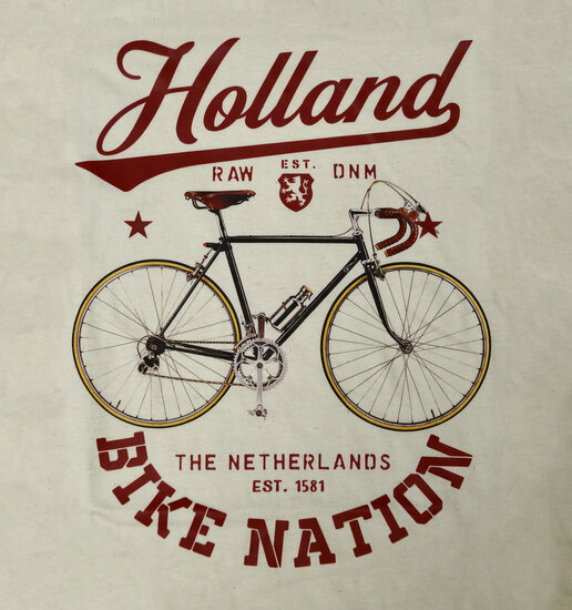 T-shirt cr&egrave;me Holland bike nation heren