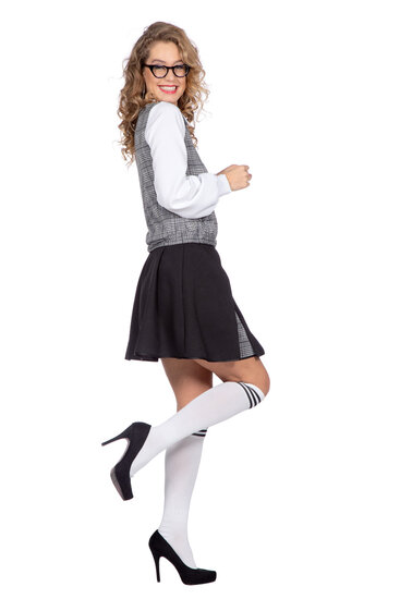 Schoolgirl kostuum ruitjes dames