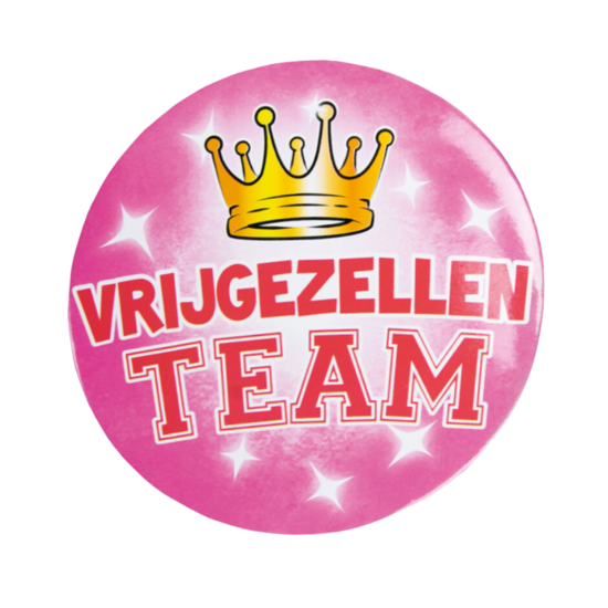 Button Vrijgezellen Team Roze - XL