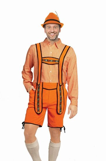 Lederhosen Johann Oranje Kort Imitatie Su&egrave;de