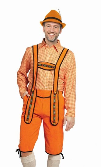 Lederhosen Johann Oranje Lang Imitatie Su&egrave;de