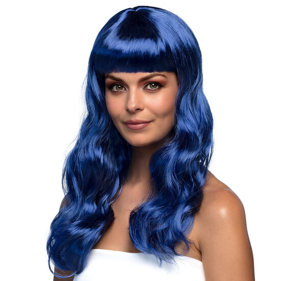 Dames Pruik Chique Blauw