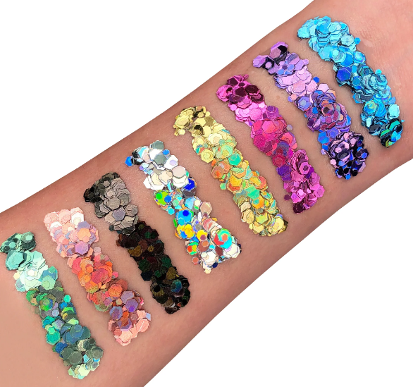 Moonglow - Chunky Gel Holografisch Glitters Tube Zilver