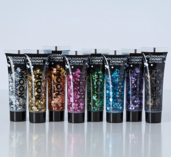 Moonglow - Chunky Gel Holografisch Glitters Tube Zilver