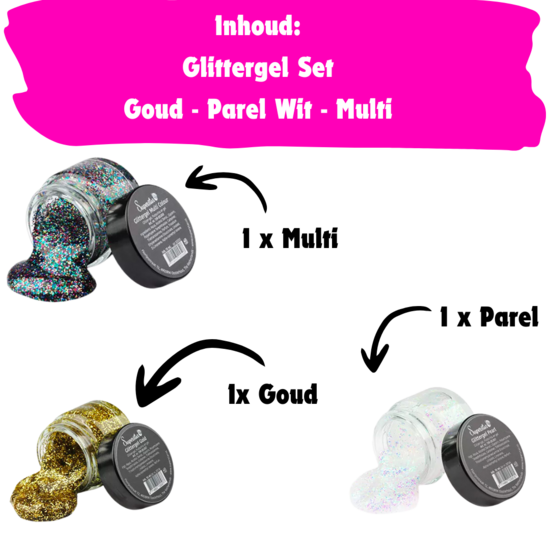 Superstar Glittergel Set - Goud - Parelmoer - Multi