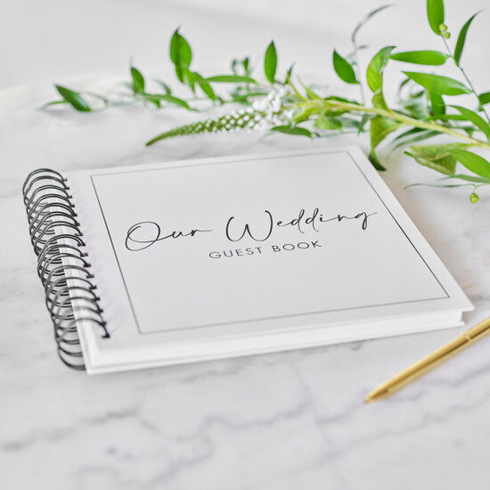 Ginger Ray - Guest Book - Black &amp; White Ring Bound Guest Book