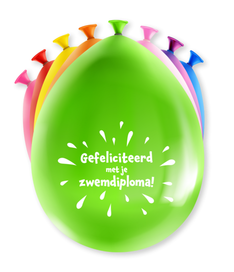 Ballonnen Gefeliciteerd Zwemdiploma - 8 stuks