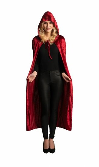 Halloween Cape Capuchon - Velours - Rood - 130 cm