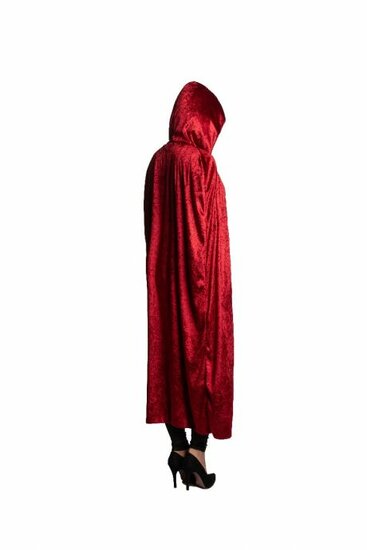 Halloween Cape Capuchon - Velours - Rood - 130 cm