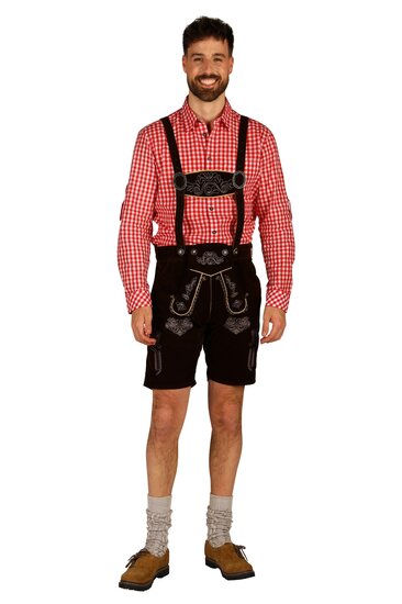 Oktoberfest Lederhosen - Jonas  - Kort Model - Velvet Donkerbruin