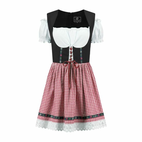 Dirndl Jurk - Nena - Zwart-Rood Geblokt - Dames