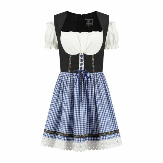 Dirndl Jurk - Elsa - Zwart-Blauw Geblokt - Dames