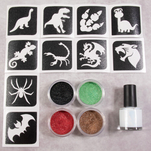 Grimas Set - Glittertattoo - Dino