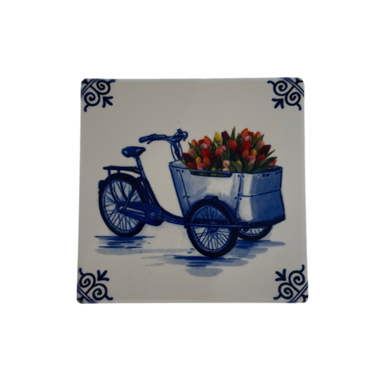 Onderzetters Delfts blauw fiets 4 stuks