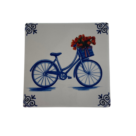 Onderzetters Delfts blauw fiets 4 stuks