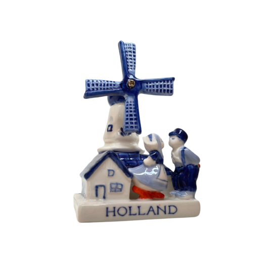 Molen Kussend Paartje Klein 10 cm - Delfts Blauw