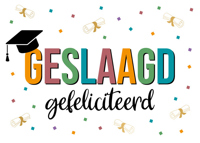 Wenskaart - Daisy - Geslaagd Gefeliciteerd