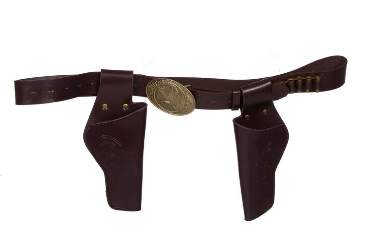 Cowboy Holsters Riem Dubbel Bruin - Stevig Kwaliteit - Volwassenen