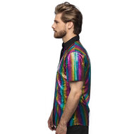 Shirt disco diamond regenboog heren