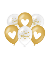 Huwelijk Ballonnen Just Married Goud-Wit