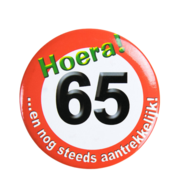 65 jaar button