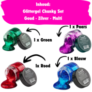 Superstar Glittergel Set - Blauw - Rood - Groen - Paars