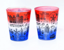 Shotglas Amsterdam Rood-Wit-Blauw - 2 stuks