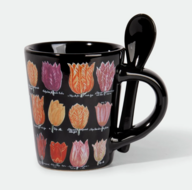 Espresso Mok Tulpen Zwart Met Lepel