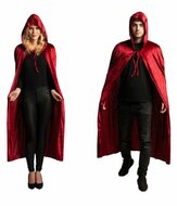 Halloween Cape Capuchon - Velours - Rood - 130 cm