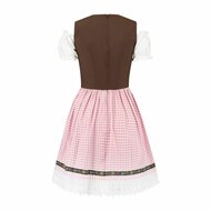 Dirndl Jurk - Rosi - Bruin-Roze Geblokt - Dames