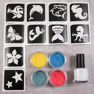 Grimas Set Voor Glittertattoo Aqua