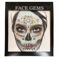 Face en body opplak steentjes Halloween goud