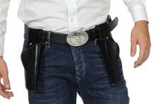 Cowboy Holsters Riem Dubbel Zwart - Stevig Kwaliteit - Volwassenen