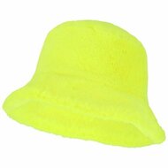 Bucket Hat Pluche - Fluor Geel - Neon Party - Volwassenen