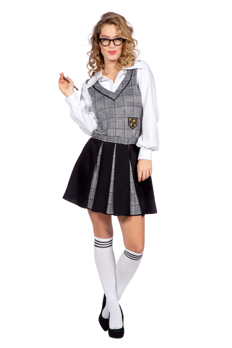 Schoolgirl kostuum ruitjes dames