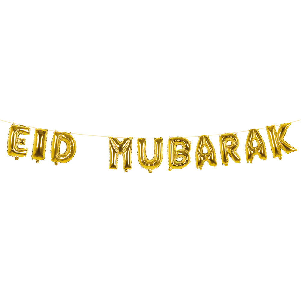 Folieballonslinger Eid Mubarak goud