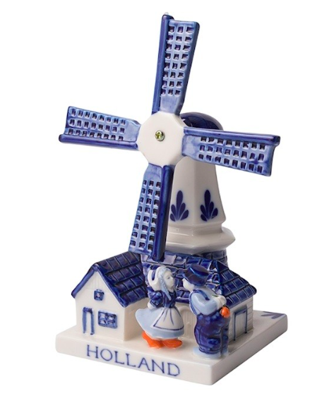 Molen Kussend Paartje Klein 10 cm - Delfts Blauw