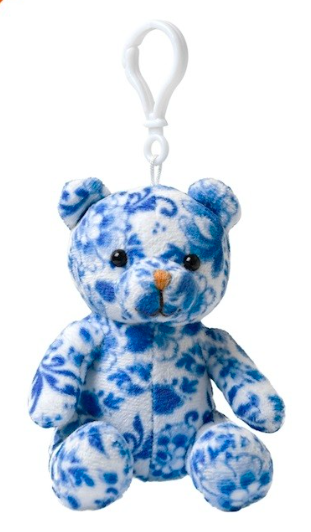 Teddybeer Delfts Blauw Sleutelhanger - 10 Cm