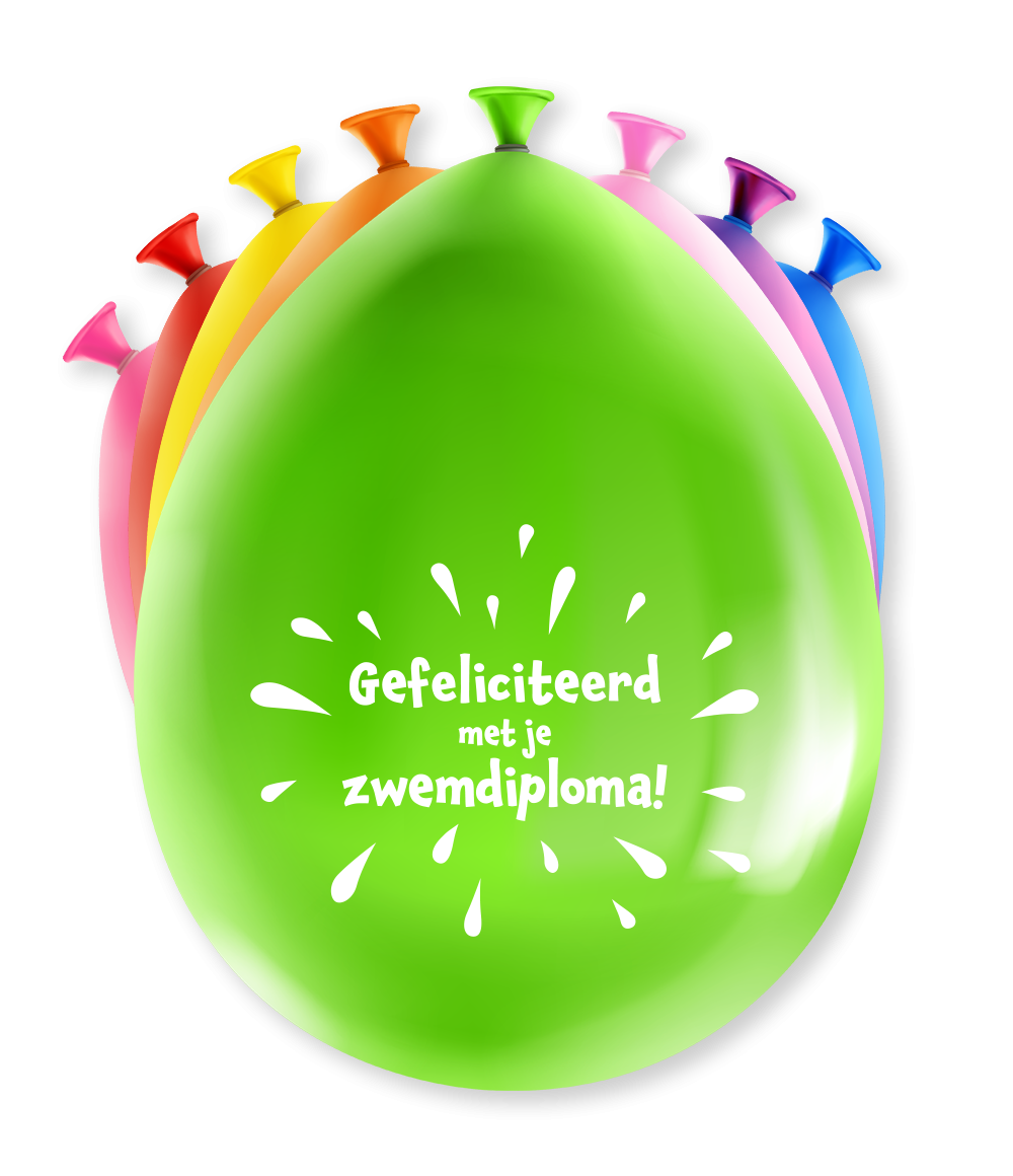 Ballonnen Gefeliciteerd Zwemdiploma - 8 stuks