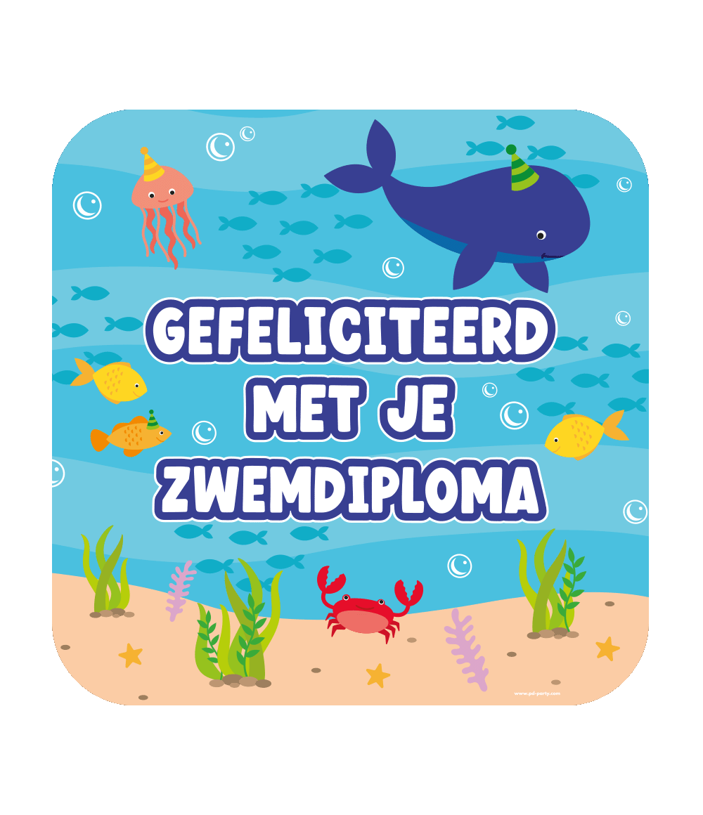 Huldeschild Gefeliciteerd Zwemdiploma