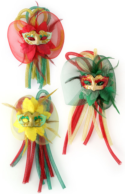 Broche - Bloem-Tubes-Oogmasker - Rood-Geel-Groen Assorti