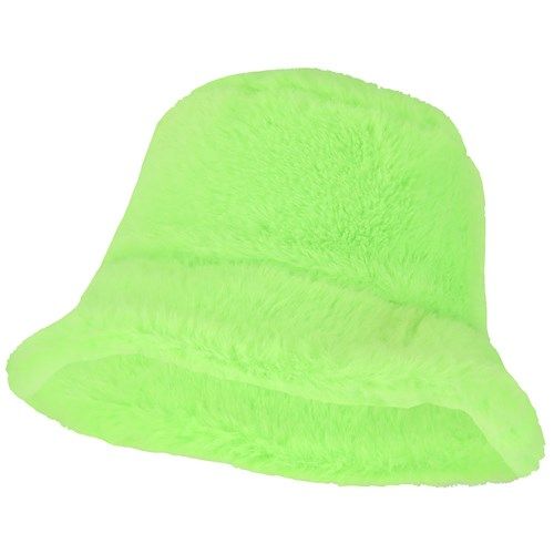 Bucket Hat Pluche - Fluor Groen - Neon Party - Volwassenen